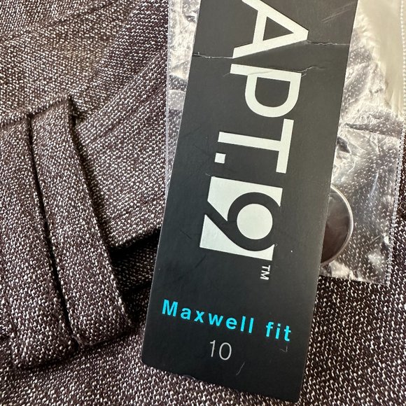 Apt.9 Women Dress Pants Brown Size 10 Average Maxwell Fit Herringbone Wide Legs - Picture 2 of 7